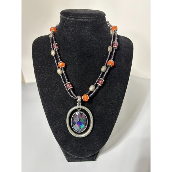 Laura Ashley Necklace Beaded‎ Chocker Metal Silver Colored Boho - Picture 1 of 11
